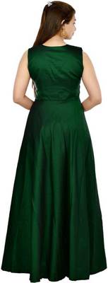 Green Diamond Work  Tafeta Satin With Inner Full Stiched Anarkali Gown 2