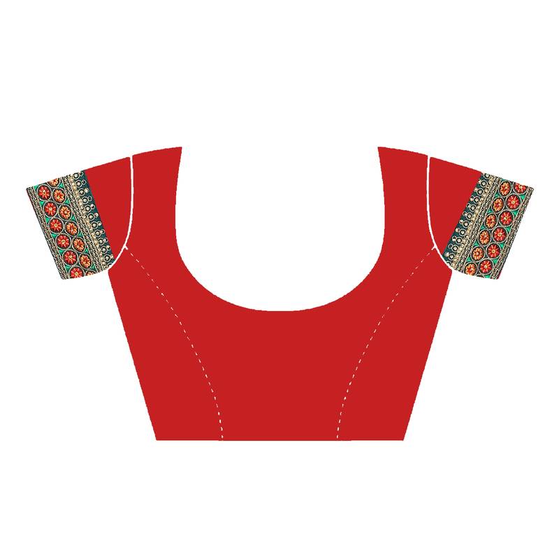 blue embroidered polyester saree with blouse