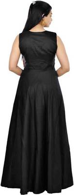Black Diamond Work Tafeta Satin With Inner Full Stiched Anarkali Gown 1