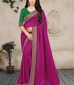 wine embroidered polyester saree with blouse