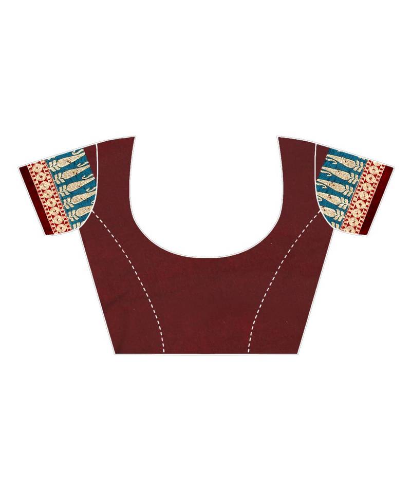 blue embroidered satin saree with blouse