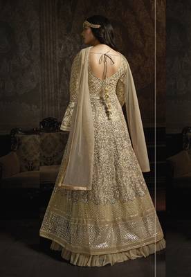 Light-coffee embroidered net salwar 2