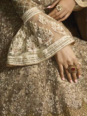 Light-coffee embroidered net salwar 4