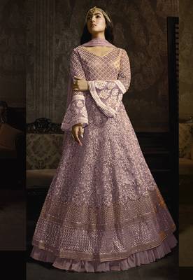 Light-lavender embroidered net salwar 1