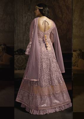 Light-lavender embroidered net salwar 2
