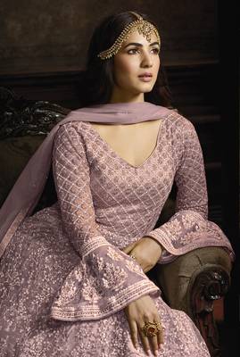 Light-lavender embroidered net salwar 3