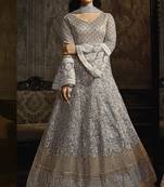 Light-blue embroidered net salwar