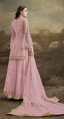 Pink embroidered net salwar 2