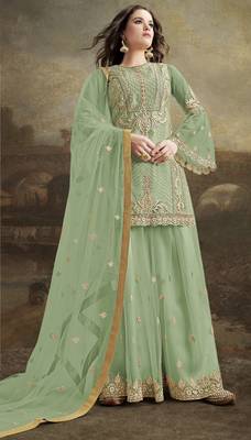 Light-green embroidered net salwar 1