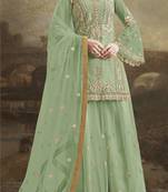 Light-green embroidered net salwar