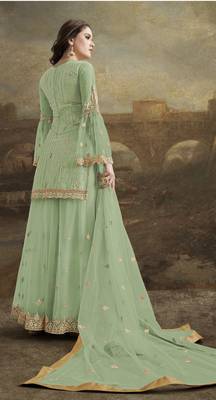 Light-green embroidered net salwar 2