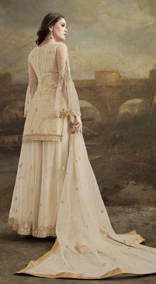Cream embroidered net salwar 2