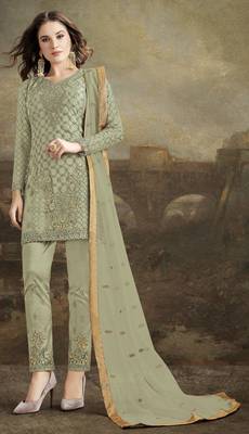 Light-green embroidered net salwar 1