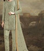 Light-green embroidered net salwar