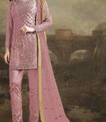 Pink embroidered net salwar