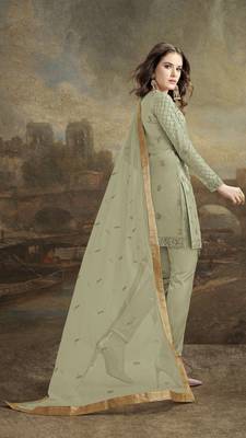 Light-green embroidered net salwar 2