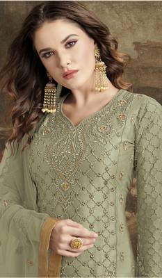 Light-green embroidered net salwar 3