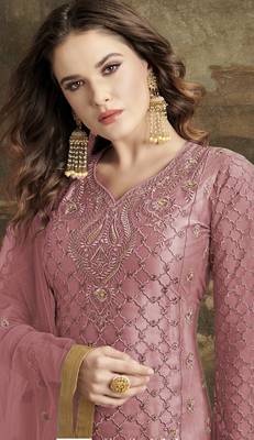 Pink embroidered net salwar 3