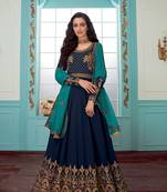 Blue embroidered faux georgette salwar