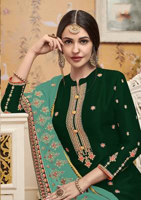 Green embroidered silk blend salwar 2