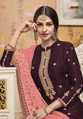 Purple embroidered silk blend salwar 2