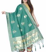 Turquoise Woven Banarasi Silk Dupatta For Women