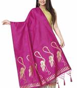 Pink Woven Banarasi Silk Dupatta For Women
