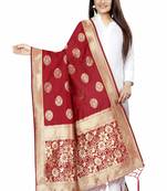 Classy Red Woven Banarasi Silk Dupatta For Women