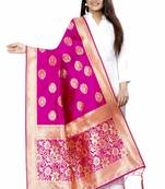 Jazzy Pink Woven Banarasi Silk Dupatta For Women