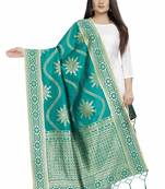 Blooming Turquoise Woven Banarasi Silk Dupatta For Women
