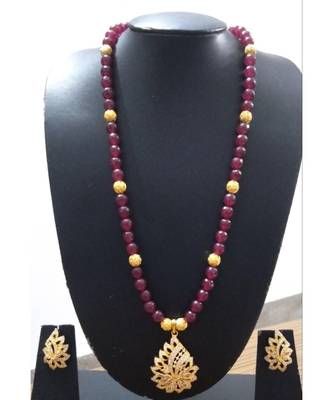 Georgeous  Gold Plated  Red Colour Necklace Set 1