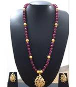 Georgeous  Gold Plated  Red Colour Necklace Set