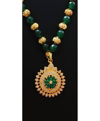Georgeous  Gold Plated  Green Colour Necklace Set 1