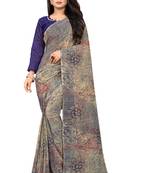Gold printed georgette saree with blouse