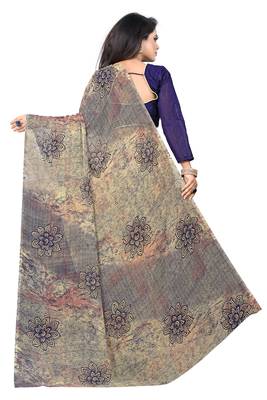Gold printed georgette saree with blouse 2