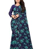 Light blue printed georgette saree with blouse