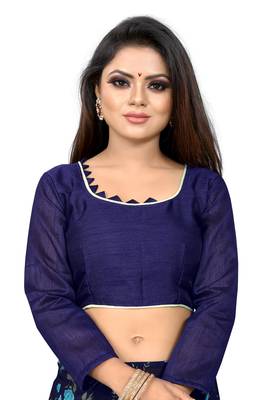 Light blue printed georgette saree with blouse 4