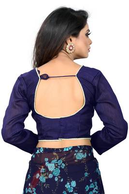 Light blue printed georgette saree with blouse 5