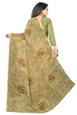 Mehendi printed georgette saree with blouse 2