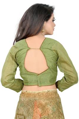 Mehendi printed georgette saree with blouse 5