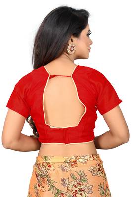 light orange printed georgette saree with blouse 5
