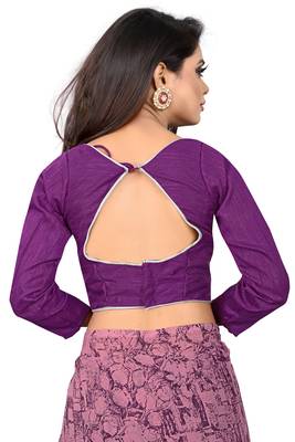 Purple printed georgette saree with blouse 4