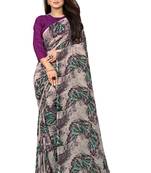 Light green printed georgette saree with blouse