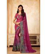 Pink Georgette Printed and Fancy Lace Border Designer Saree
