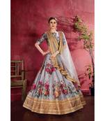 Wedding Embroidery Gray Art Silk Designer Lahengha