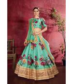 Wedding Embroidery Green Art Silk Designer Lahengha