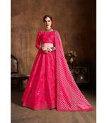 Wedding Embroidery Pink Banglory Silk Designer Lehenga