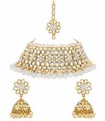 Traditional Kundan Pearl Choker Jewellery Set For Women
