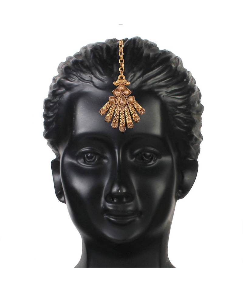 Traditional Gold Plated Stone Studded Choker Jewellery Set Earring With Maang Tikka For Women