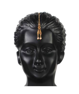 Traditional Gold Plated Stone Studded Pearl Choker Jewellery Set Earring With Maang Tikka For Women 3